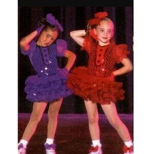 Coqui Sequins Tutu Dress Dance Costume Red Size Tulle Puff Sleeve Holiday Ballet